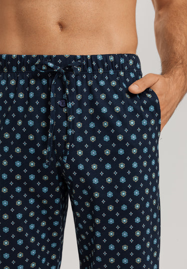 Night And Day Cotton Drawstring Pajama Pants | Black/Periwinkle 75829-3003